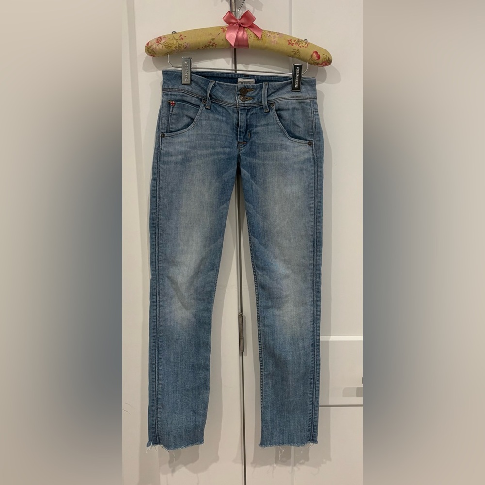 Hudson Collin Midrise Skinny Jeans Light Blue. Size 24